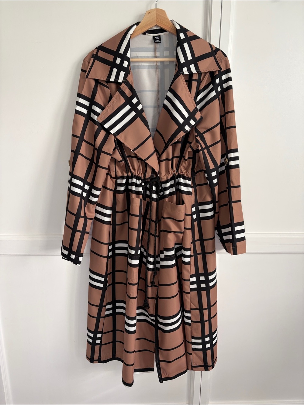 SHEIN Lady Women’s Classic Plaid Trench coat lightweight 2XL